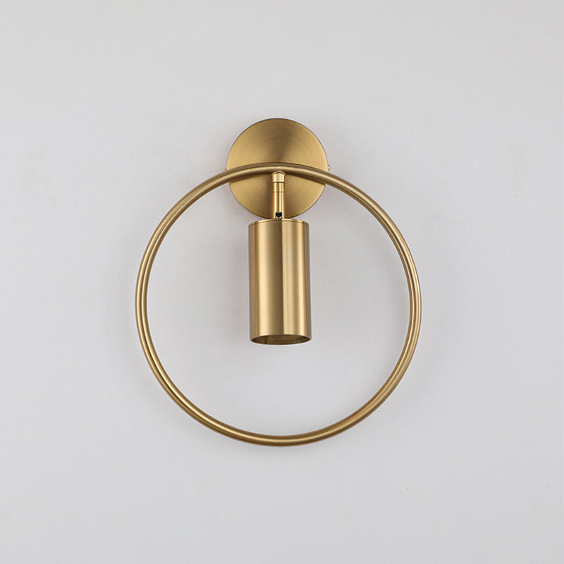 BowLift | Metallic Cylindrical Wall Mount Light Postmodern 1 Head Wall Lamp with Halo Ring for Nightstand