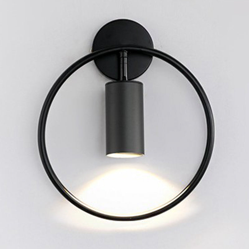 BowLift | Metallic Cylindrical Wall Mount Light Postmodern 1 Head Wall Lamp with Halo Ring for Nightstand