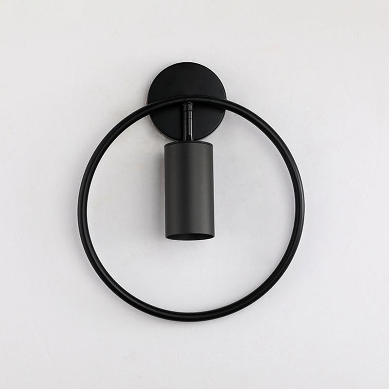 BowLift | Metallic Cylindrical Wall Mount Light Postmodern 1 Head Wall Lamp with Halo Ring for Nightstand