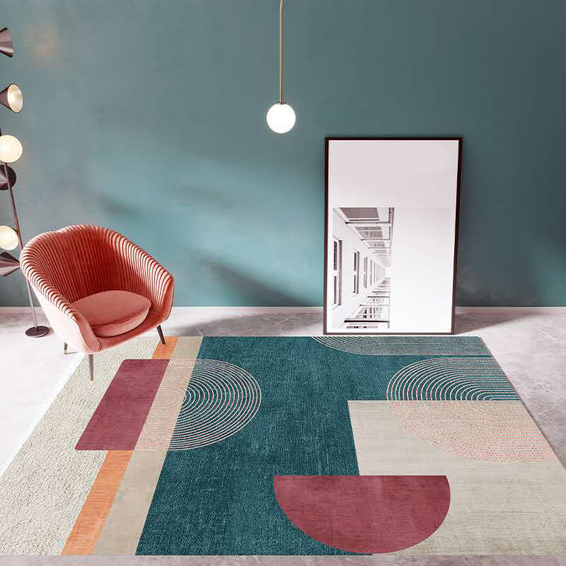 BowLift | Multicolor Living Room Carpet Mid-Century Geometric Carpet Polyester Washable Non-Slip Pet-Friendly Carpet