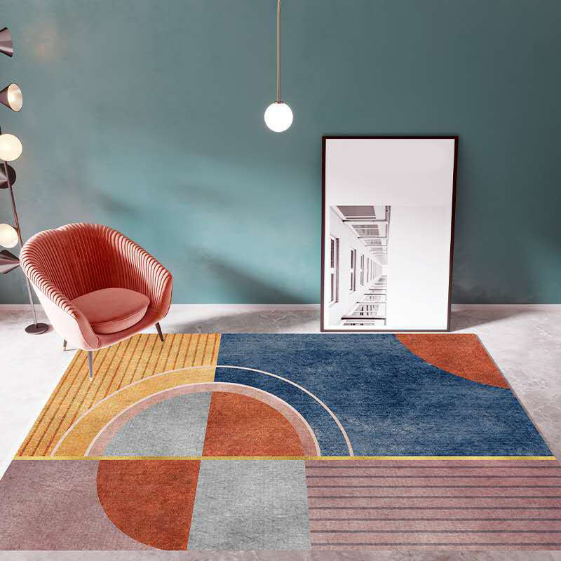 BowLift | Multicolor Living Room Carpet Mid-Century Geometric Carpet Polyester Washable Non-Slip Pet-Friendly Carpet