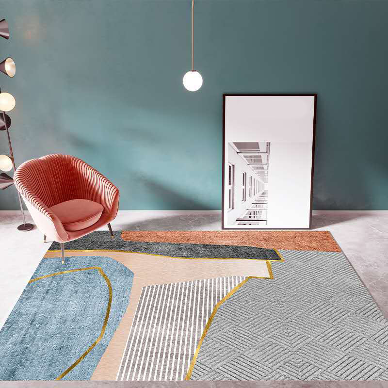 BowLift | Multicolor Living Room Carpet Mid-Century Geometric Carpet Polyester Washable Non-Slip Pet-Friendly Carpet