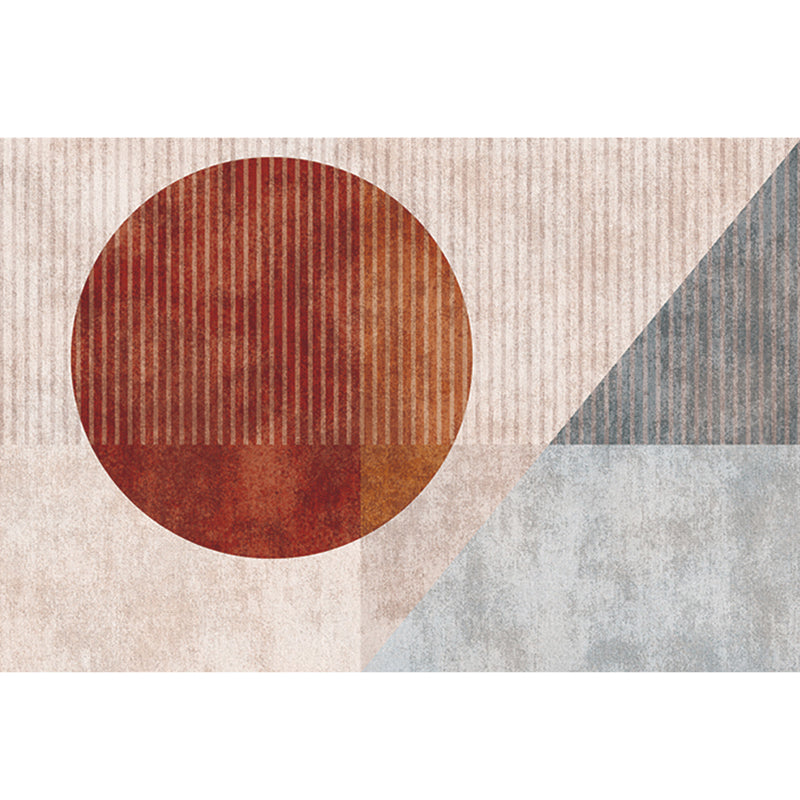 BowLift | Mid-Century Living Room Rug Multicolored Architecture Color Block Rug Polyester Pet Friendly Non-Slip Washable Indoor Rug