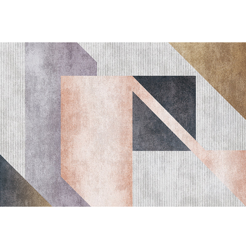 BowLift | Mid-Century Living Room Rug Multicolored Architecture Color Block Rug Polyester Pet Friendly Non-Slip Washable Indoor Rug