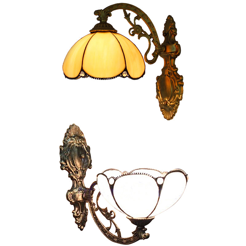 BowLift | Vintage Dome Wall Lamp Lighting Colored Glass 1 Light Wall Mount Light in Yellow/Blue