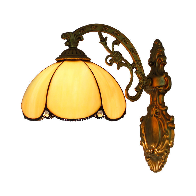 BowLift | Vintage Dome Wall Lamp Lighting Colored Glass 1 Light Wall Mount Light in Yellow/Blue