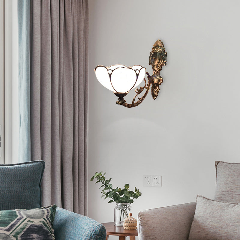 BowLift | Vintage Dome Wall Lamp Lighting Colored Glass 1 Light Wall Mount Light in Yellow/Blue