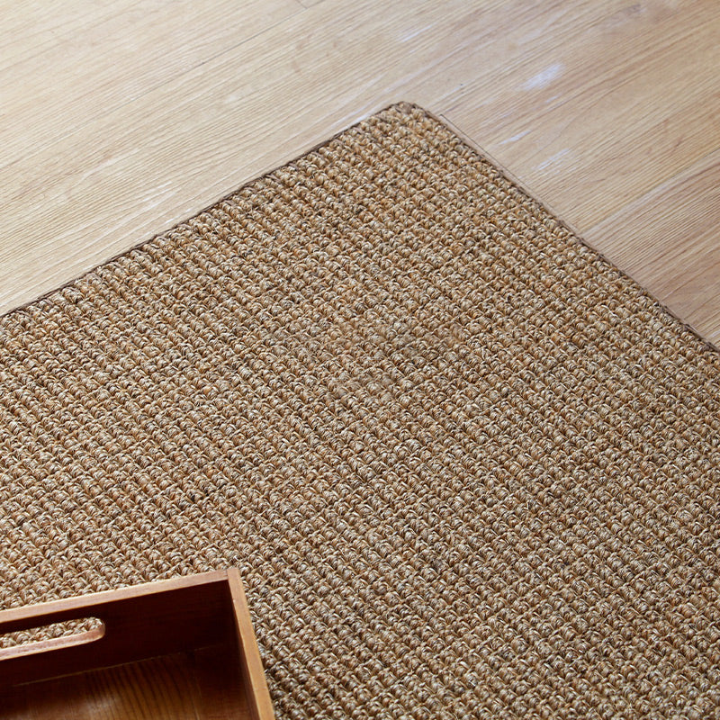 BowLift | Lodge Home Rug Light Brown Solid Color Rug Sisal Woven Pet Friendly Machine Washable Non-Slip Rug