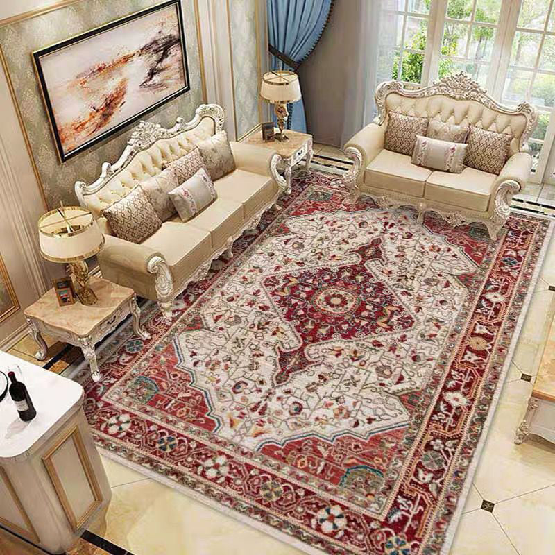 BowLift | Beautiful Floral Pattern Carpet Multicolor Moroccan Style Carpet Polyester Non-Slip Washable Stain Resistant Carpet for Room