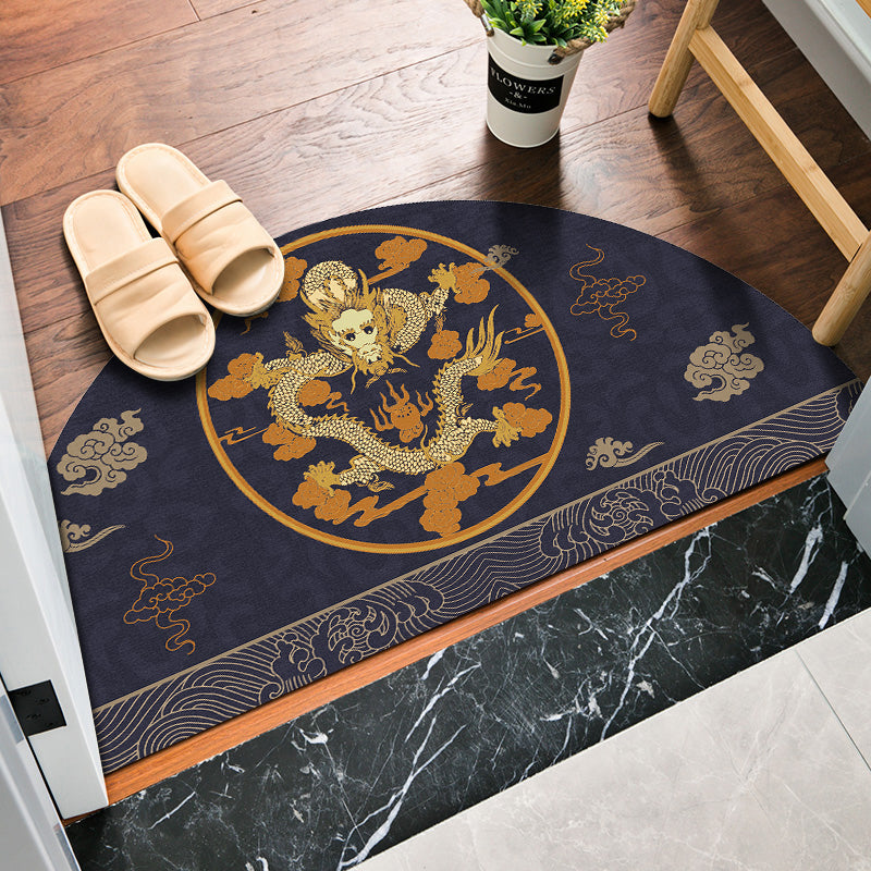 BowLift | Chinoiserie Printed Rug Multi Colored Polypropylene Carpet Anti-Slip Back Pet Friendly Stain Resistant Rug for Door