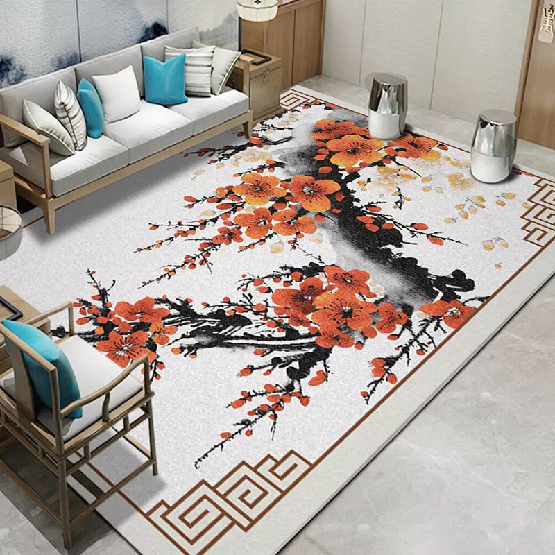 BowLift | Glamour Drawing Print Rug Multicolor Chinoiserie Rug Synthetic Pet Friendly Non-Slip Back Washable Rug for Home