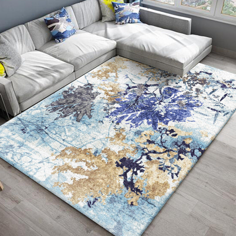 BowLift | Chic Oriental Rug Polyester Flower Botanical Rug Non-slip Machine Washable Pet-friendly Carpet for Living Room