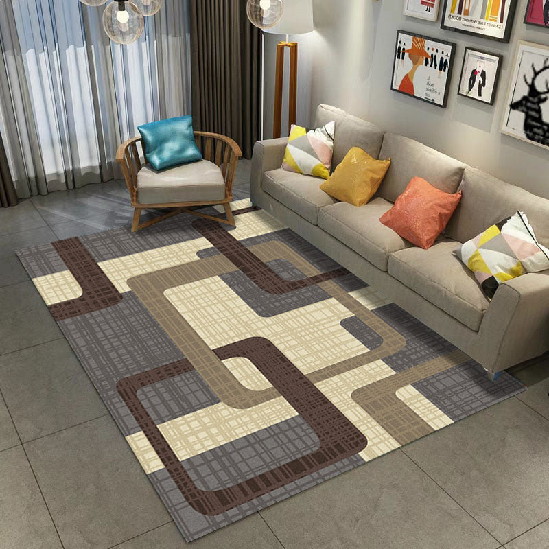 BowLift | Retro Multicolor Abstract Carpet Polypropylene Industrial Area Carpet Stain Resistant Non-Slip Pet Friendly Carpet for Guest Room