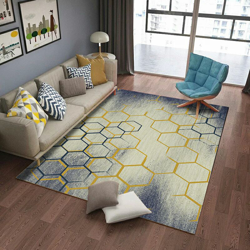 BowLift | Retro Multicolor Abstract Carpet Polypropylene Industrial Area Carpet Stain Resistant Non-Slip Pet Friendly Carpet for Guest Room