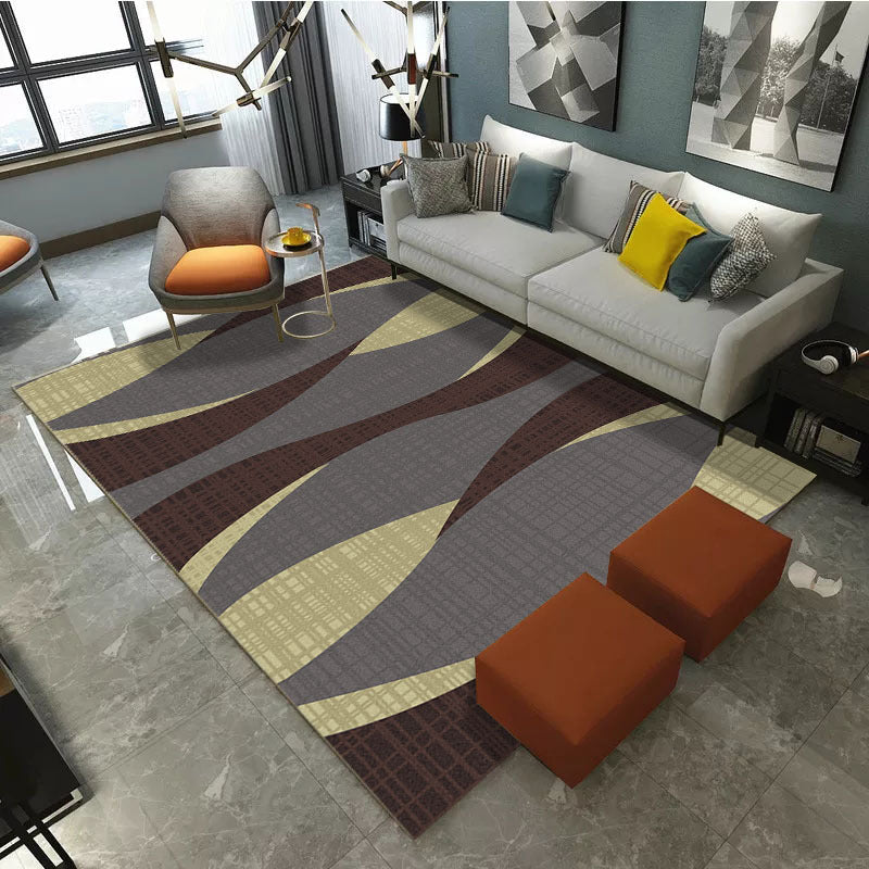BowLift | Retro Multicolor Abstract Carpet Polypropylene Industrial Area Carpet Stain Resistant Non-Slip Pet Friendly Carpet for Guest Room