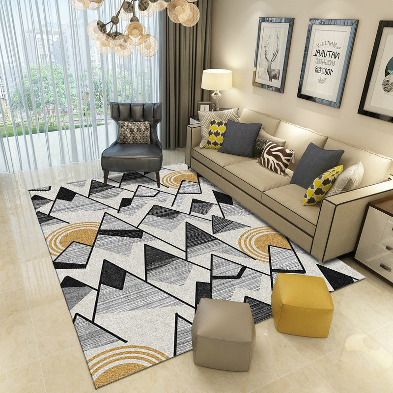 BowLift | Classic Industrial Design Rug Multicolored Postmodernism Rug Stain Resistant Pet Friendly Non-Slip Rug for Room