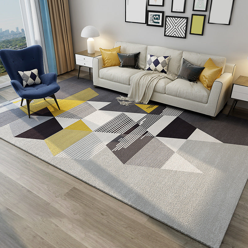 BowLift | Chic Postmodernism Area Rug Multi Colors Steampunk Carpet Synthetic Pet Friendly Stain Resistant Non-Slip Backing Rug for Home
