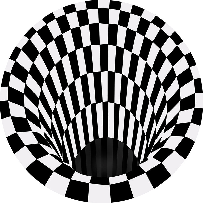 BowLift | Classic 3D Illusion Trapezoid Rug Black and White Modern Rug Polypropylene Non-slip Washable Stain Resistant Rug for Bedroom