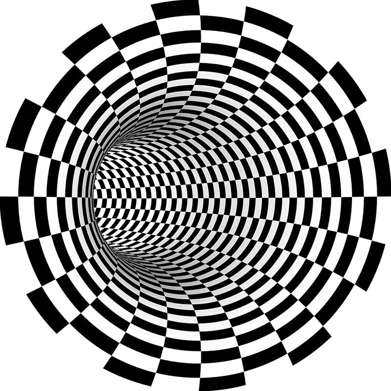 BowLift | Classic 3D Illusion Trapezoid Rug Black and White Modern Rug Polypropylene Non-slip Washable Stain Resistant Rug for Bedroom