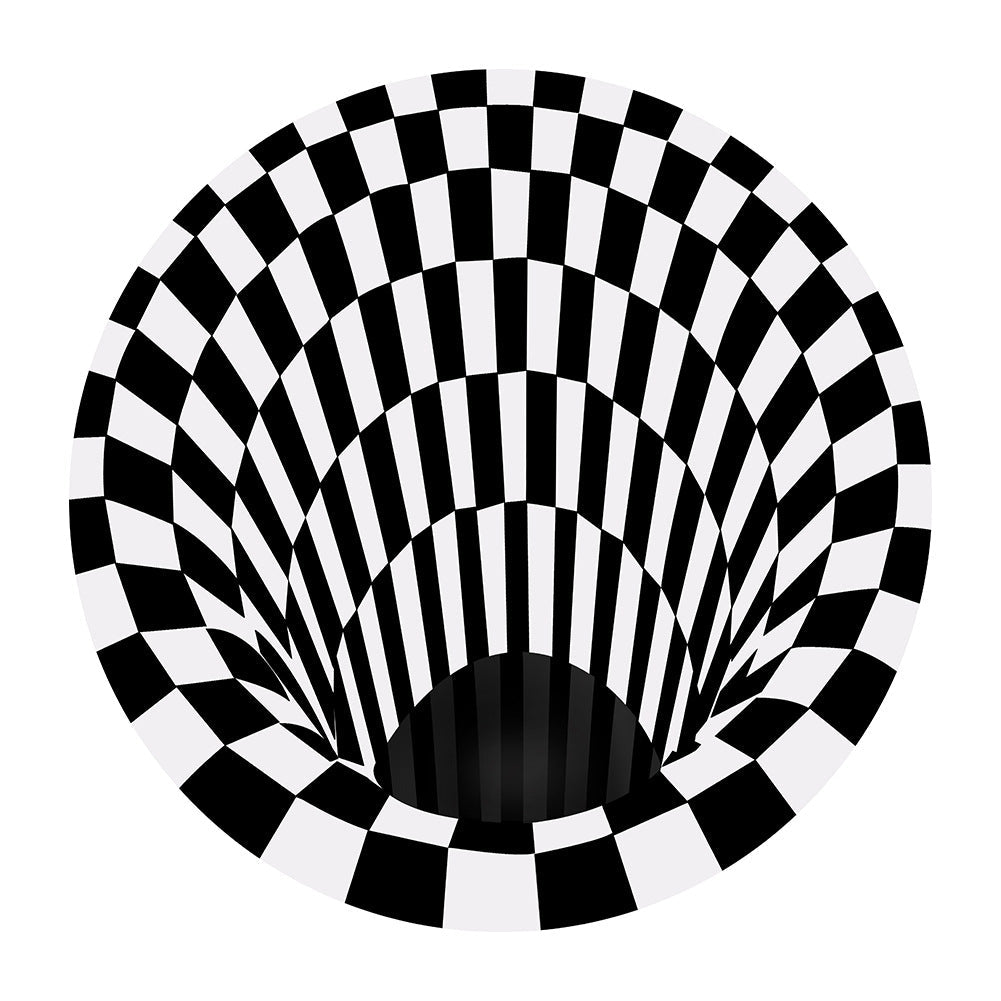 BowLift | Classic 3D Illusion Trapezoid Rug Black and White Modern Rug Polypropylene Non-slip Washable Stain Resistant Rug for Bedroom