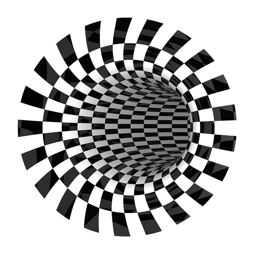 BowLift | Classic 3D Illusion Trapezoid Rug Black and White Modern Rug Polypropylene Non-slip Washable Stain Resistant Rug for Bedroom