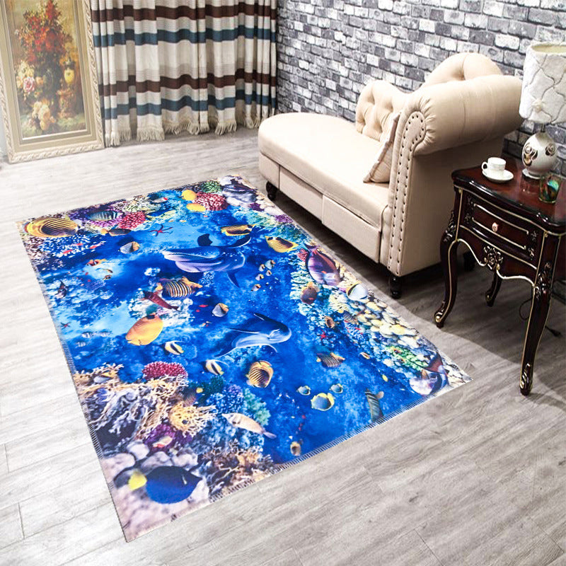 BowLift | Amazing Multicolor Natural Landscape Carpet Polyester Modern Carpet Stain Resistant Washable Non-Slip Back Carpet for Family Room