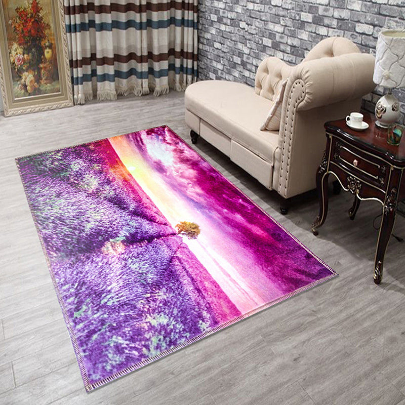BowLift | Amazing Multicolor Natural Landscape Carpet Polyester Modern Carpet Stain Resistant Washable Non-Slip Back Carpet for Family Room