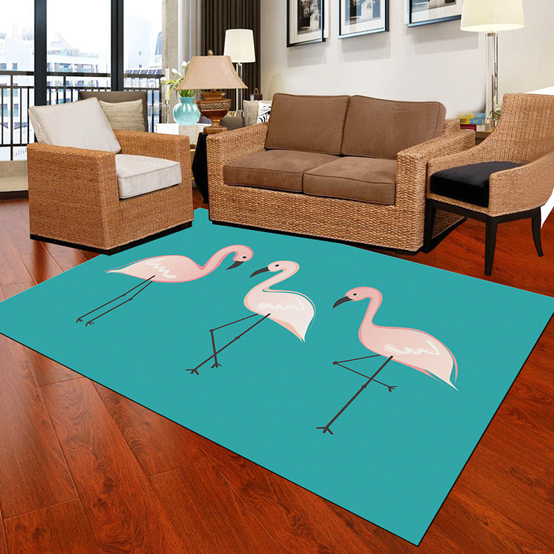 BowLift | Classic Tropix Indoor Rug Colorful Flamingo Rug Non-slip Back Stain-resistant Machine washable Rug for the Living Room