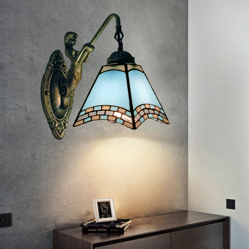 BowLift | Mediterranean Taped Wall Lamp Colored Art Glass Vanity Lighting for Bathroom