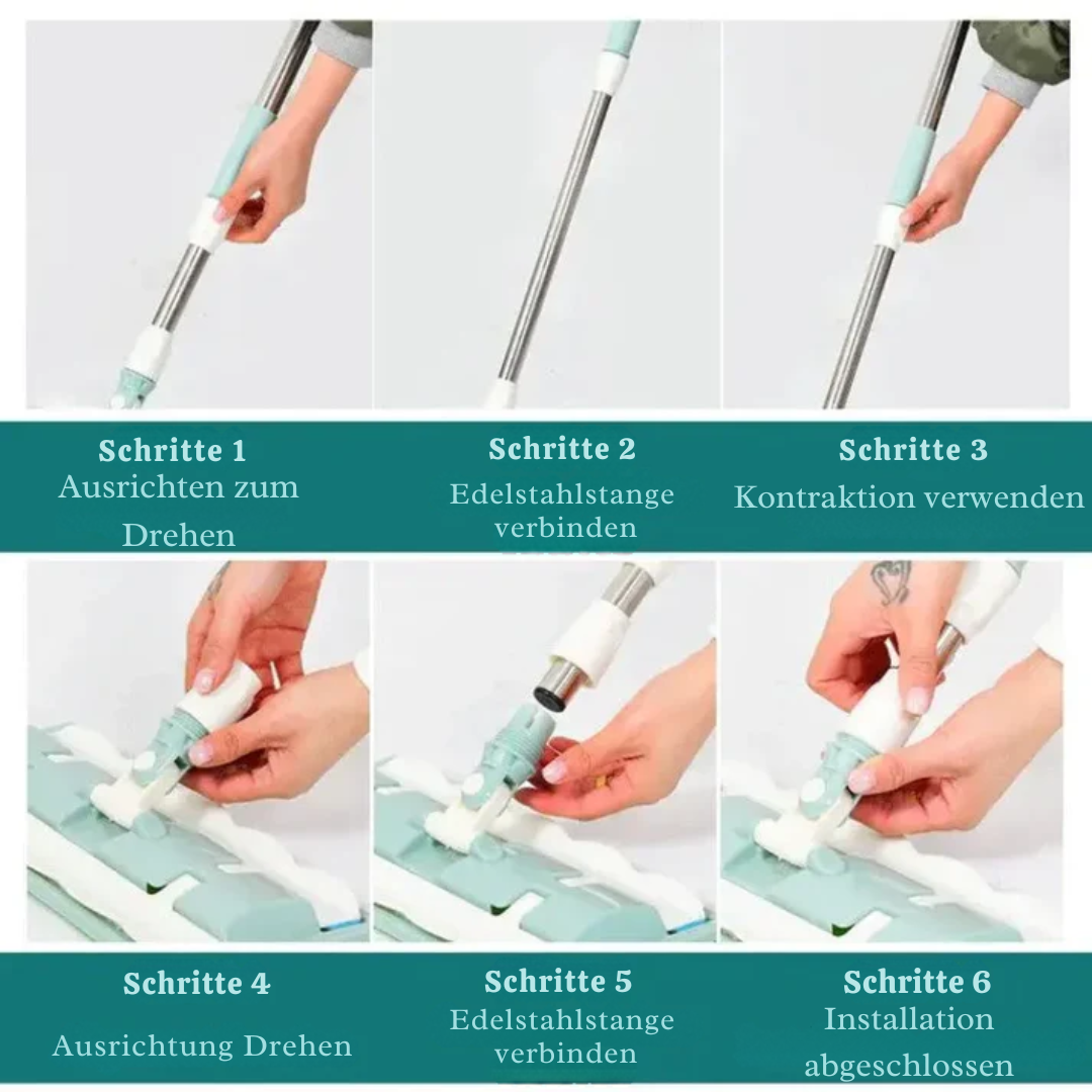 BowLift | Flat Mop with Stainless Steel Handle – Effortless Floor Cleaning without Bending