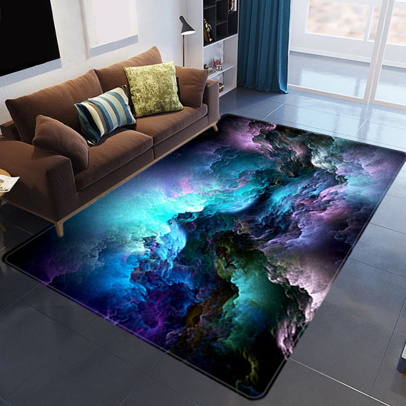 BowLift | Magnificent 3D Evening Clouds Rug Multicolor Modern Rug Synthetic Washable Stain Resistant Nonslip Back Rug for Living Room