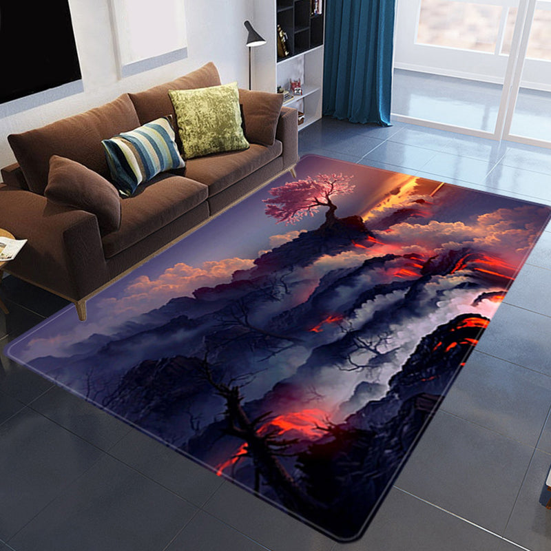 BowLift | Magnificent 3D Evening Clouds Rug Multicolor Modern Rug Synthetic Washable Stain Resistant Nonslip Back Rug for Living Room