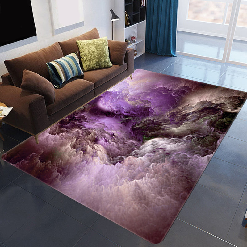 BowLift | Magnificent 3D Evening Clouds Rug Multicolor Modern Rug Synthetic Washable Stain Resistant Nonslip Back Rug for Living Room