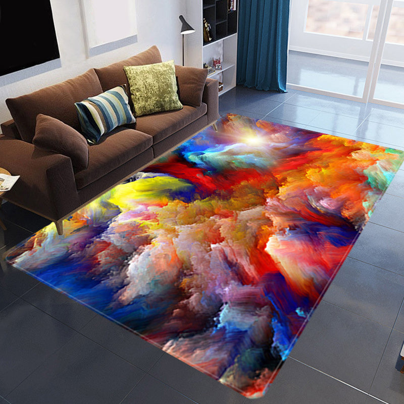 BowLift | Magnificent 3D Evening Clouds Rug Multicolor Modern Rug Synthetic Washable Stain Resistant Nonslip Back Rug for Living Room