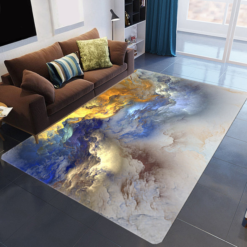 BowLift | Magnificent 3D Evening Clouds Rug Multicolor Modern Rug Synthetic Washable Stain Resistant Nonslip Back Rug for Living Room