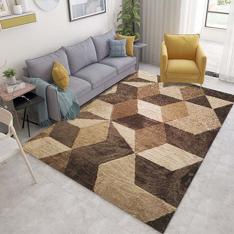 BowLift | Multicolor 3D Illusion Geometry Rug Polyester Modernist Rug Non-Slip Pet-Friendly Machine Washable Rug for the Large Room