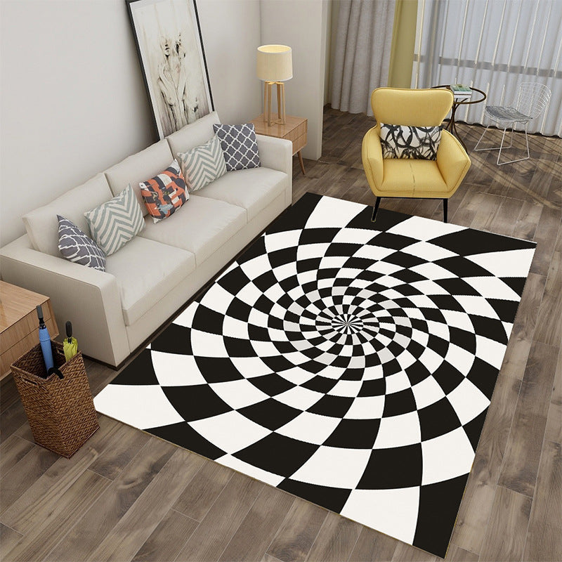 BowLift | Enchanting Multicolor Novelty Carpet Synthetic Twist Checker 3D Illusion Rug Machine Washable Pet Friendly Non-Slip Rug for Room