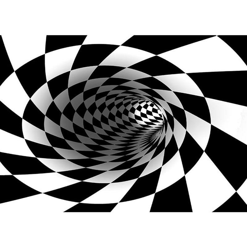 BowLift | Decorative Black-White Modern Carpet Polyester 3D Trick Art Checked Pattern Carpet Stain-Resistant Non-Slip Backing Washable Carpet for Home