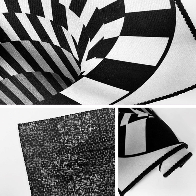 BowLift | Interesting Novelty Dress Black-White 3D Illusion Checkered Fleece Stain-Resistant Pet-Friendly Anti-Slip Background Rug for Bedroom