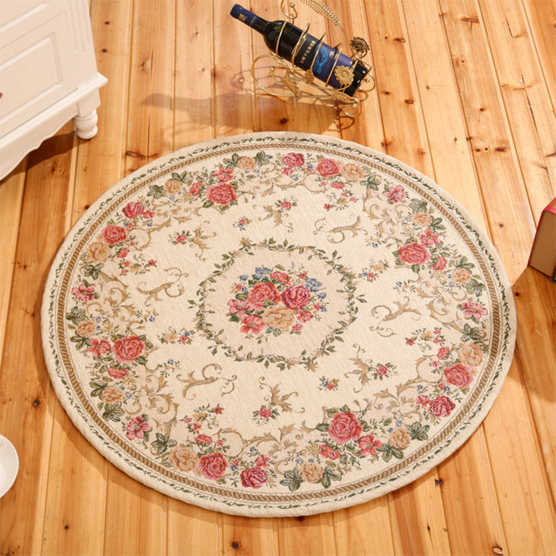 BowLift | Rustic Flower Area Rug Multi Color Cotton Rug Non-Slip Washable Rug for Dining Room