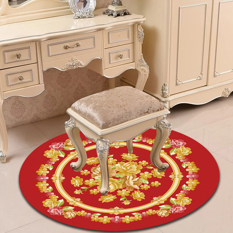 BowLift | Victorian Bedroom Carpet Multicolored Peony Carpet Polyester Stain Resistant Washable Non-Slip Carpet