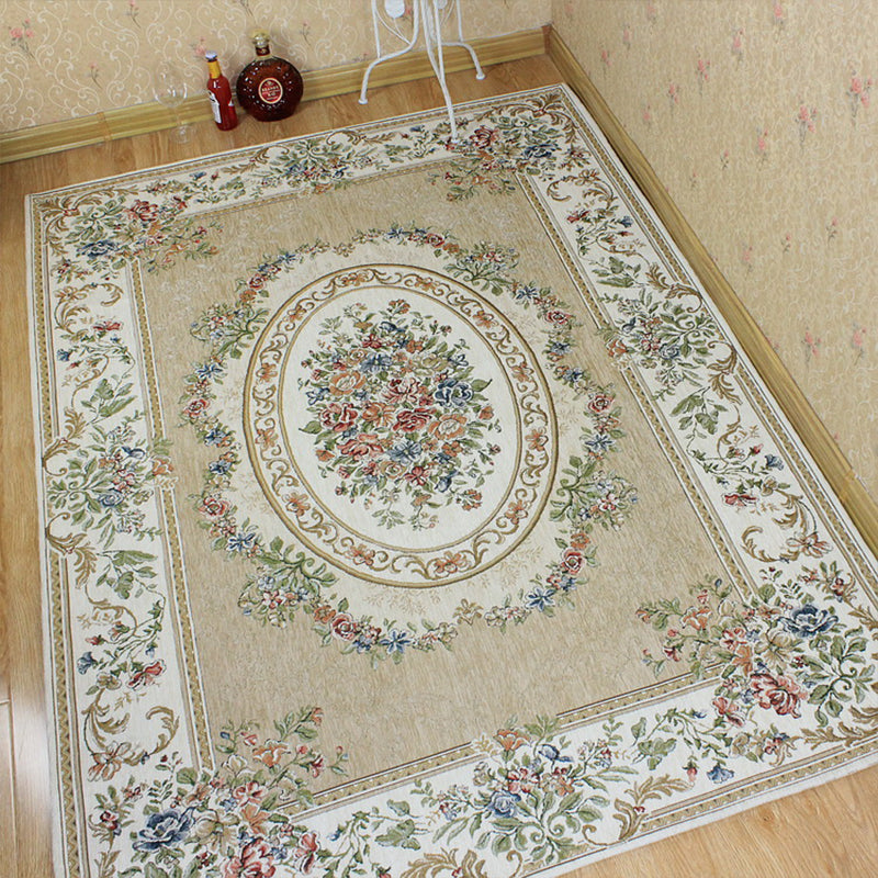 BowLift | Victorian living room carpet Multicolored peony carpet Cotton Machine washable Non-slip back Carpet