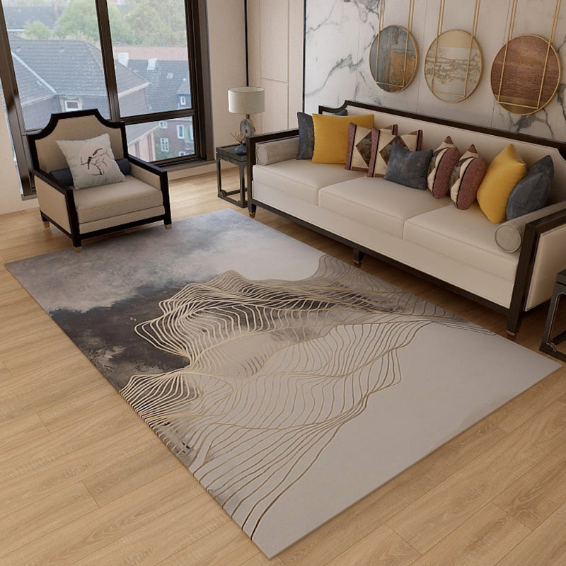 BowLift | Asian abstract flowing print carpet Multicolor synthetic carpet pet-friendly washable non-slip flooring for living room