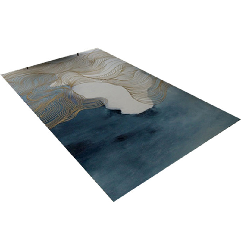 BowLift | Asian abstract flowing print carpet Multicolor synthetic carpet pet-friendly washable non-slip flooring for living room