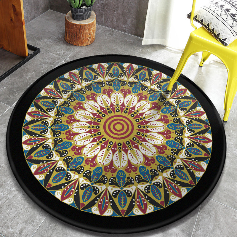 BowLift | Retro Moroccan Style Rug Multi-Colors Mandala Rug stain-resistant machine washable non-slip backing rug for the door