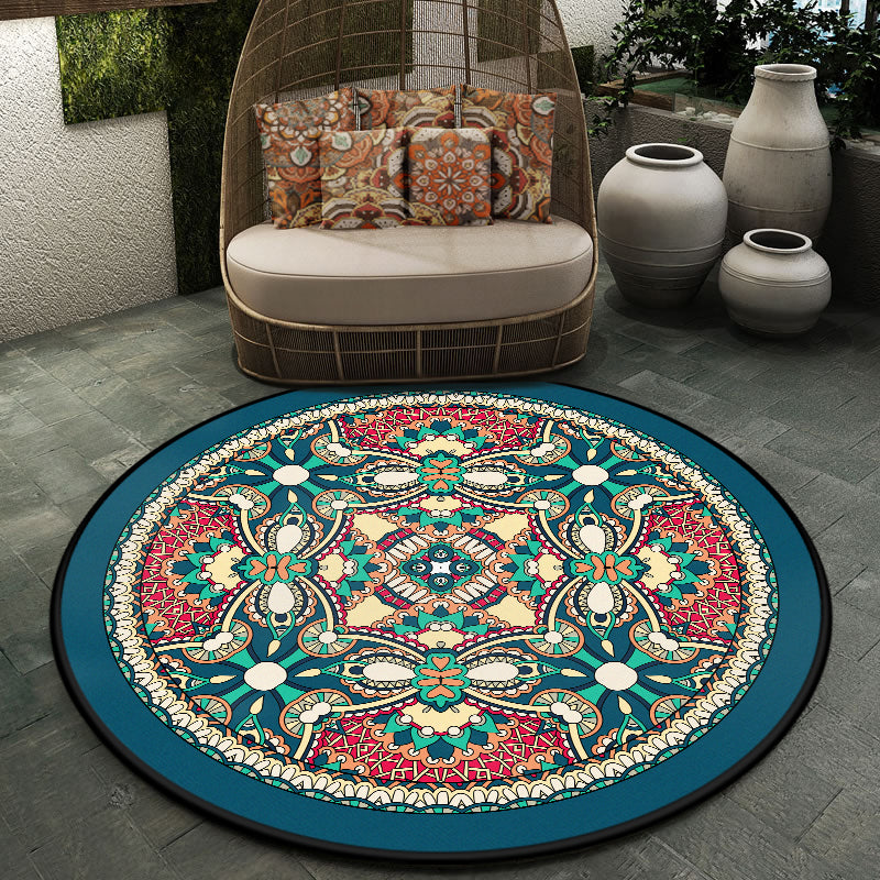 BowLift | Retro Moroccan Style Rug Multi-Colors Mandala Rug stain-resistant machine washable non-slip backing rug for the door