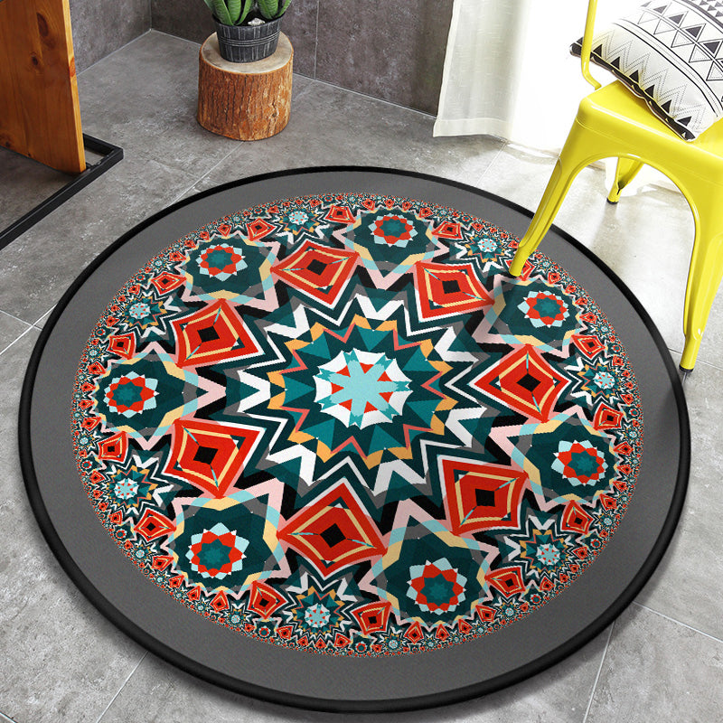 BowLift | Retro Moroccan Style Rug Multi-Colors Mandala Rug stain-resistant machine washable non-slip backing rug for the door