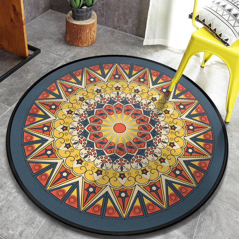 BowLift | Retro Moroccan Style Rug Multi-Colors Mandala Rug stain-resistant machine washable non-slip backing rug for the door