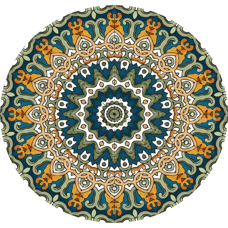 BowLift | Aesthetic Mandala Rug Multicolored Moroccan Rug Polyester Non-slip Back Washable Stain-resistant Rug for Room