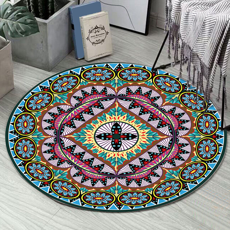 BowLift | Art Deco Moroccan Carpet Multicolored Mandala Carpet Pet-Friendly Machine Washable Non-Slip Rug for Bedroom